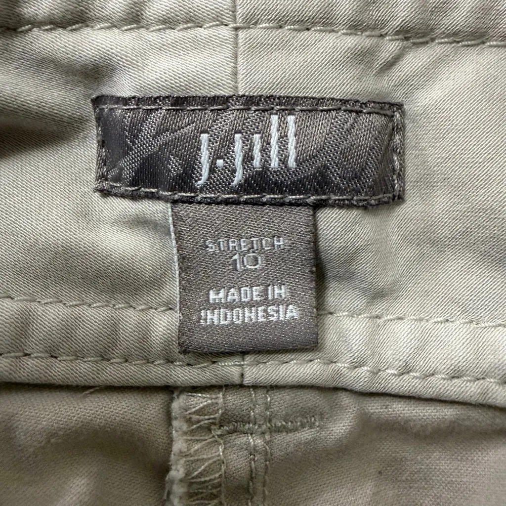 J Jill Women’s Khaki Stretch Pants Size 10 Beige Cotton Blend Straight Leg - Image 7