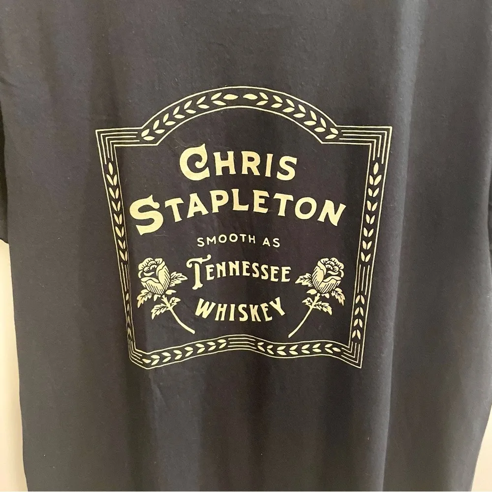 Chris Stapleton Tennessee Whiskey T Shirt Women's XL Black Crew Cotton Tee - Image 3