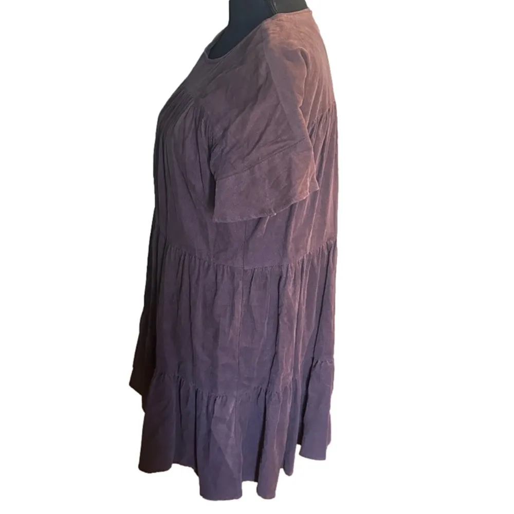 Altar'd StateBrown Cap Sleeve Round Neck Oversized Shift Dress - Image 3