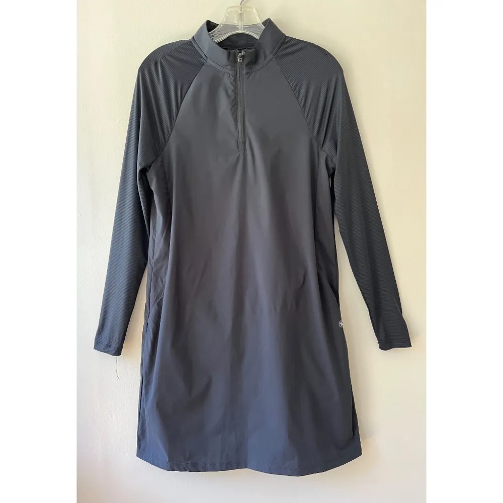 Hurley Sz‎ S Midi Dress Black UPF Swim Cover Up Stretch Shirt Pockets - Image 3