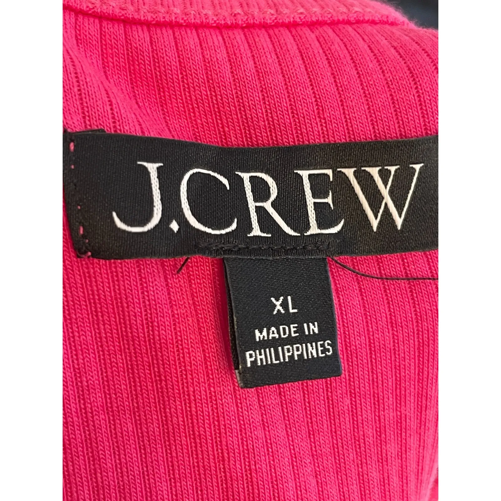 J. Crew Top Women XL Ruffle Sleeve Hot Pink Ribbed Stretch Flutter‎ Blouse - Image 5