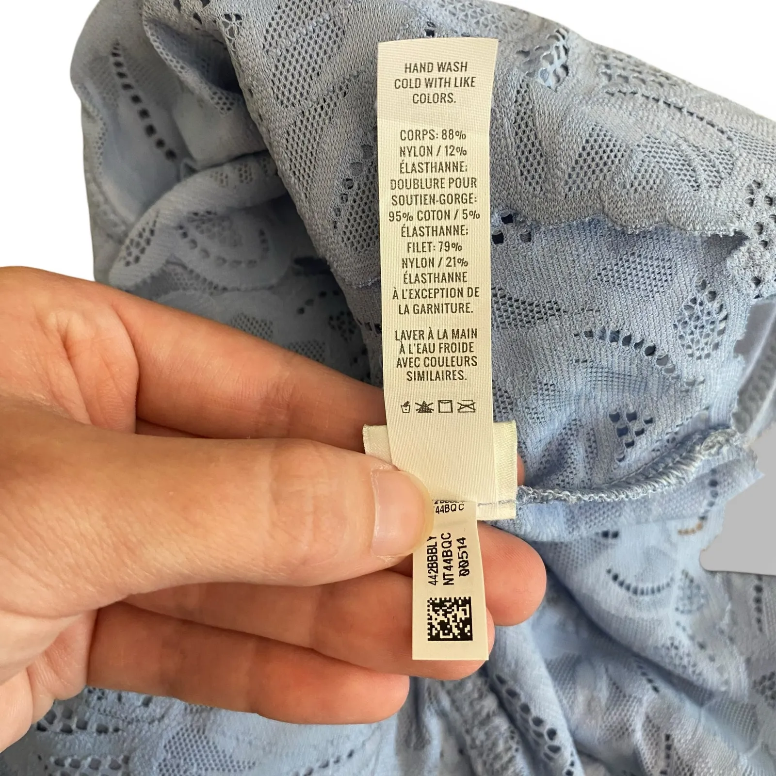 Aeri‎ NWT Blue Holiday Best Lace Padded Racerback Bralette Size Medium - Image 5