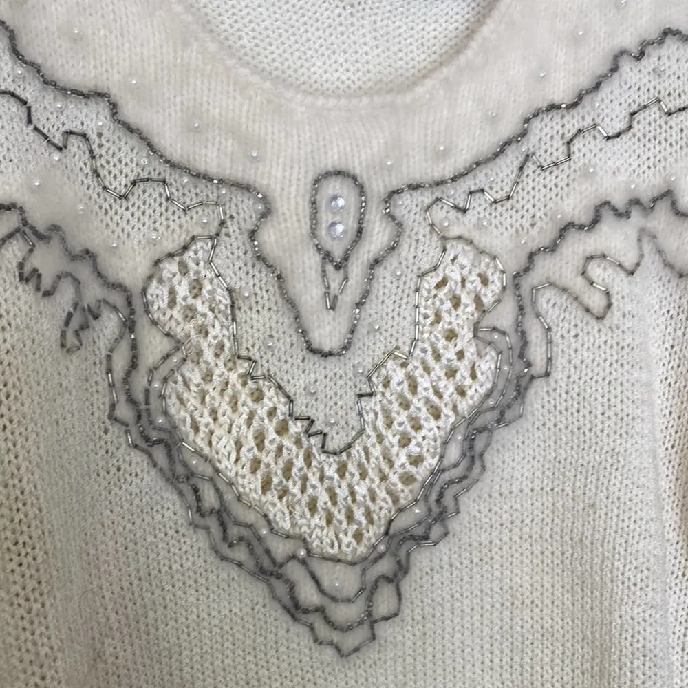 Christine Vintage Women’s Long Sleeve Pullover Sweater Beaded Angora Sz M 1980s Size M - Image 2