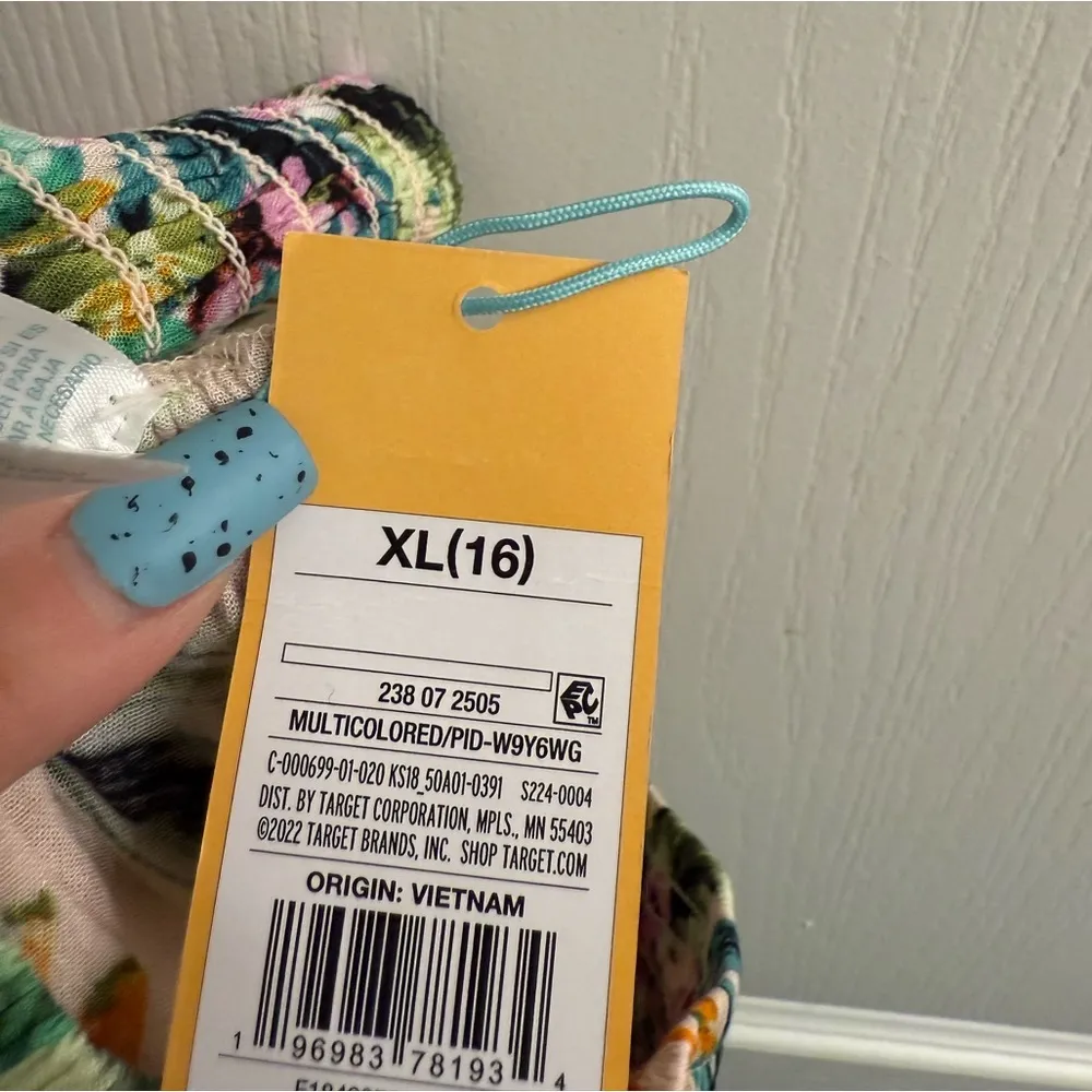 Kona Sol Tropical Floral Print Swim Coverup Smocked Waist Maxi Skirt - size XL - Image 8