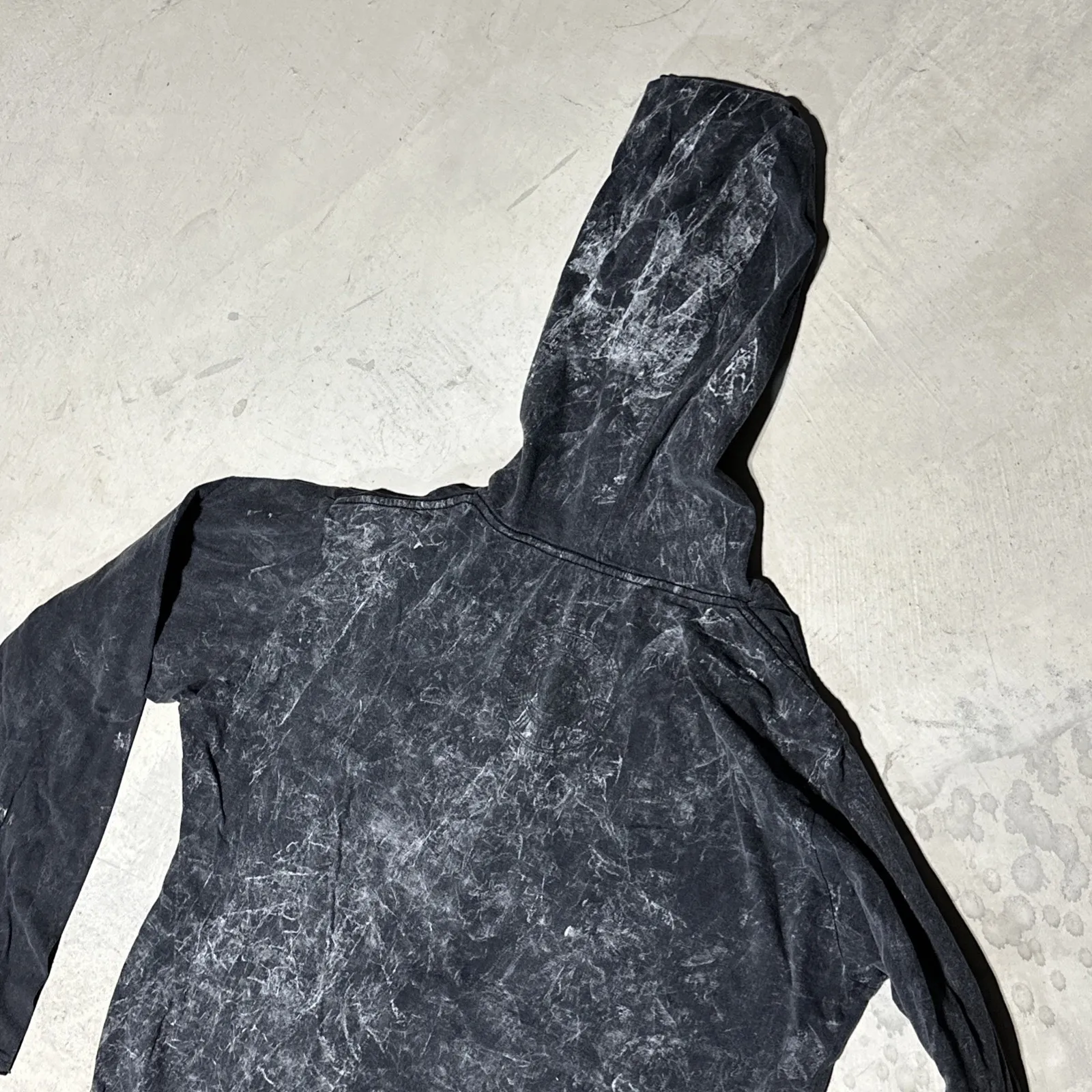 Kathmandu Imports Hoodie Unisex SZ L Black Tie Dye Mushroom Pullover Lightweight Size L - Image 9