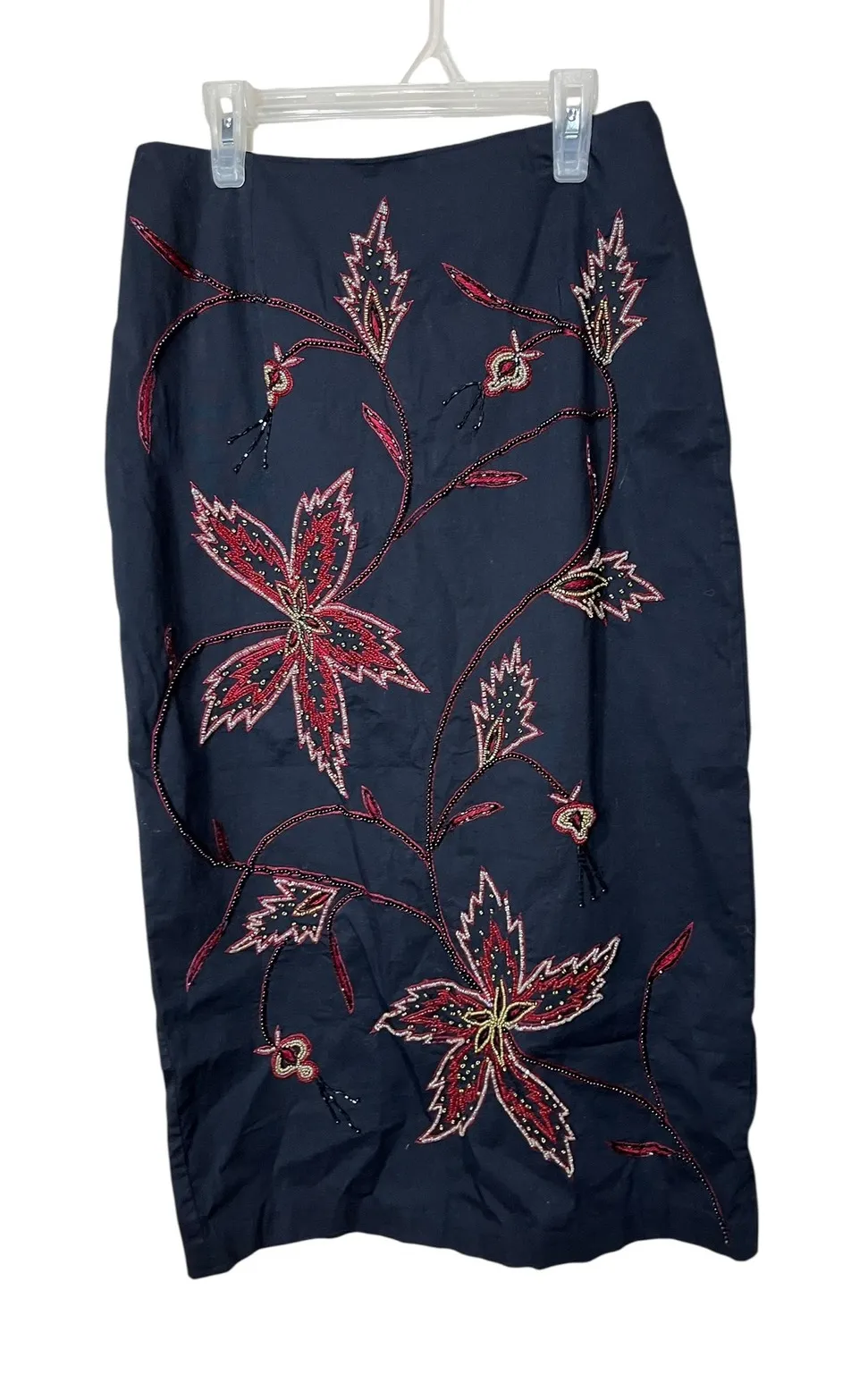 Vintage DOLCE Apparel Black Floral Beaded Embellished Skirt Womens size Small - Image 1