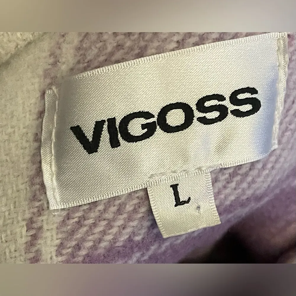 Vigoss- White‎ and Purple pea coat flannel Size L - Image 5