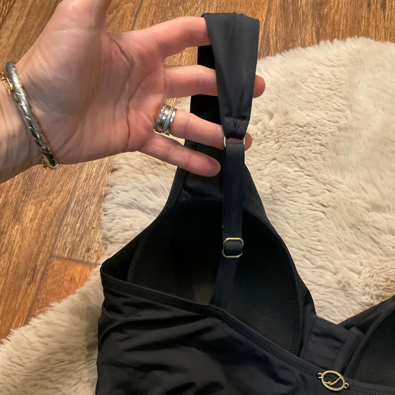 Jantzen Swimsuit One Piece Size‎ 16 Black Supportive Adjustable Strap  Rouched - Image 5