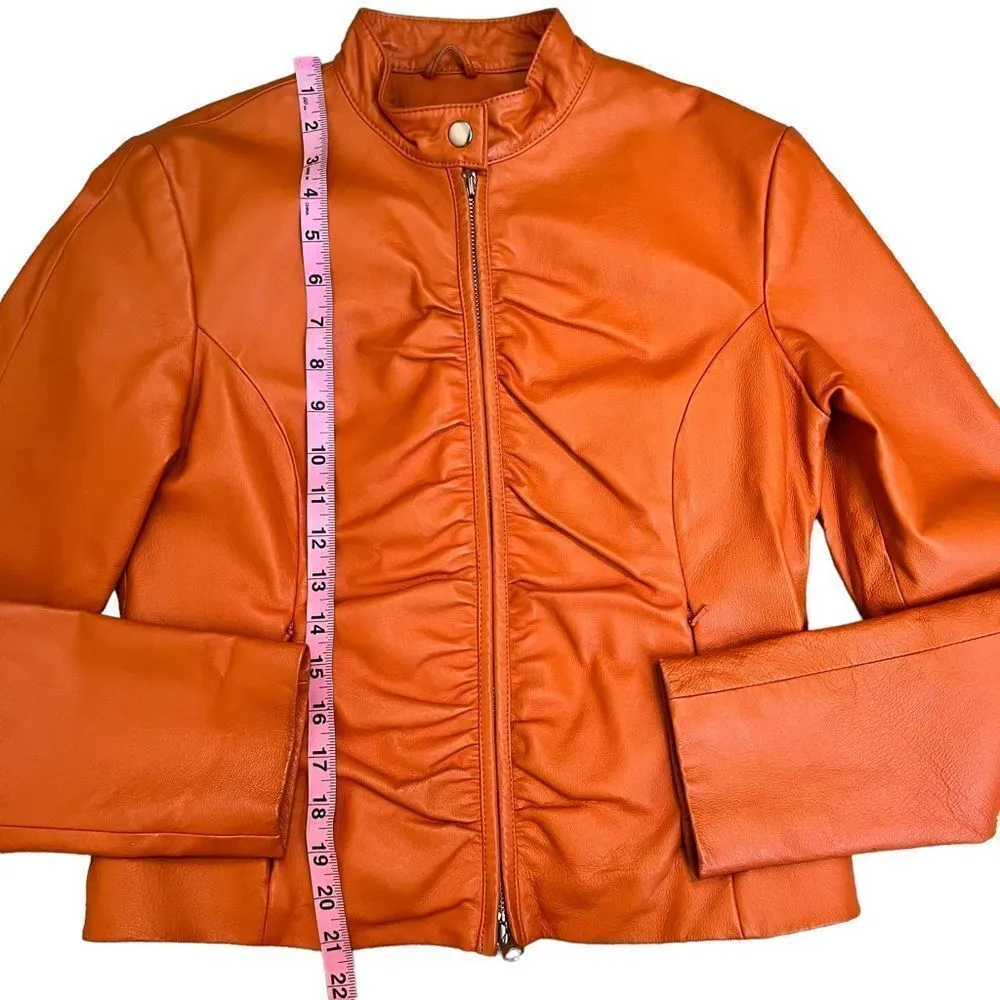 Wilson’s Leather Maxima Orange Leather Zip Moto Jacket - Image 14