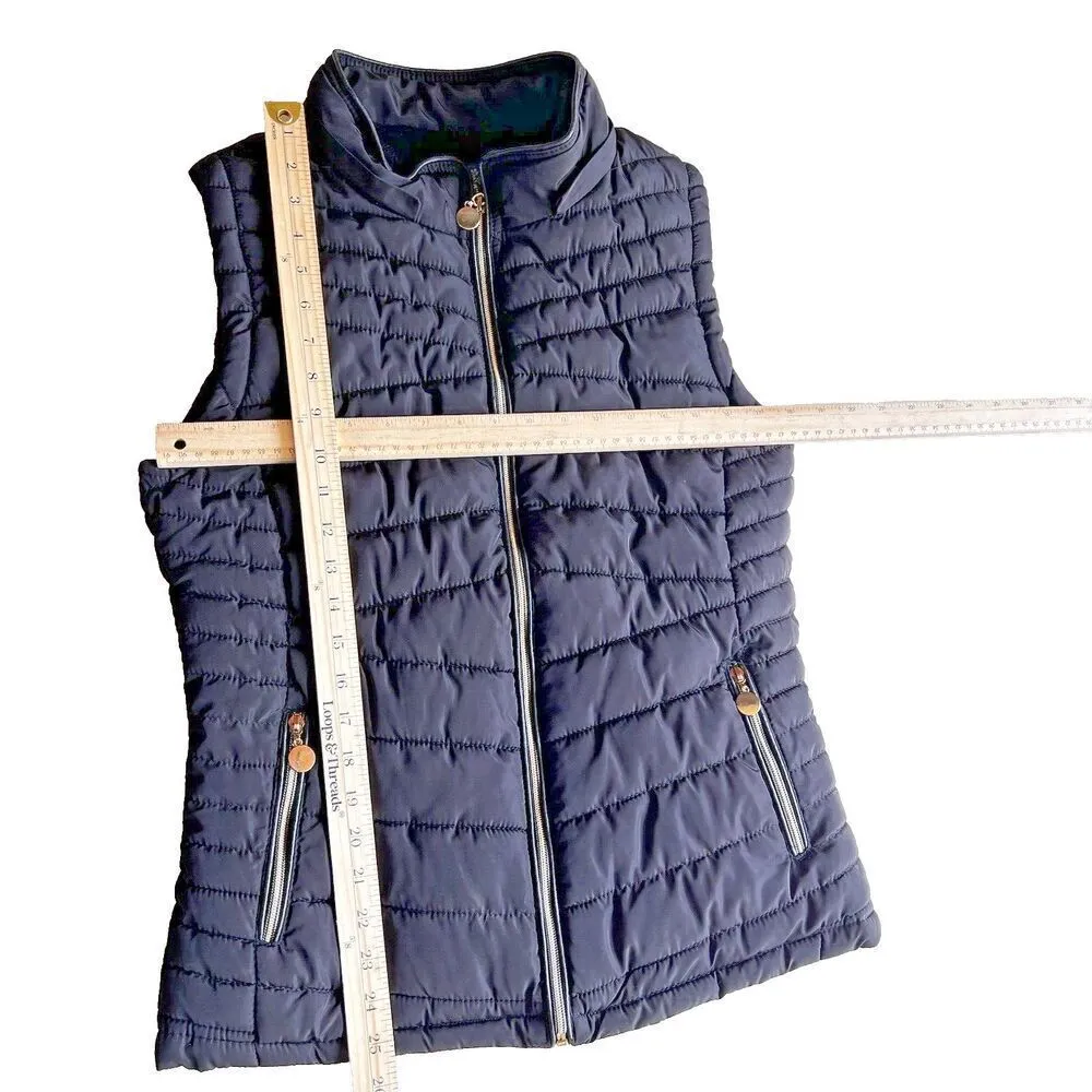 YMI Women’s Black Puffer Vest Jacke  Gold zipper sleeveless pockets Accents  XL. - Image 5