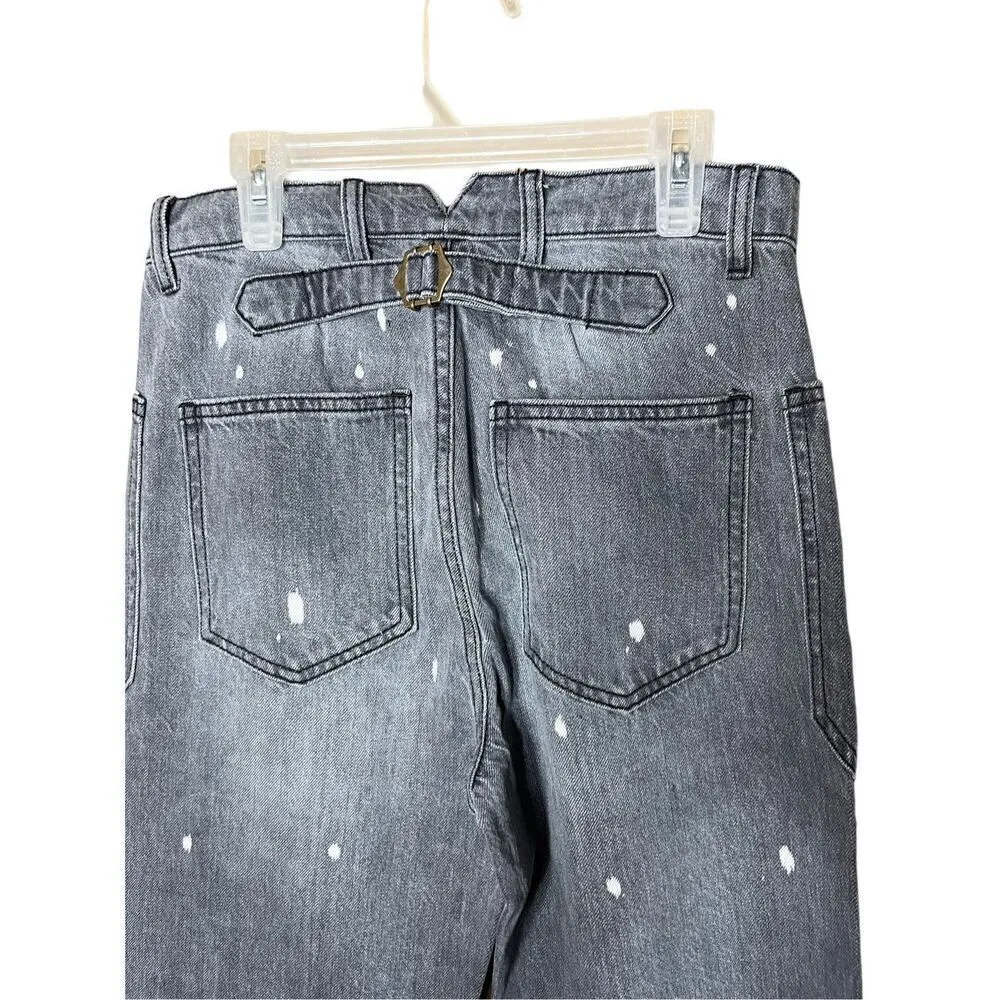 Sandrine Rose Womens Polka Dot Gray Wide Leg Button Fly Buckle Back NWT Size 27 - Image 8