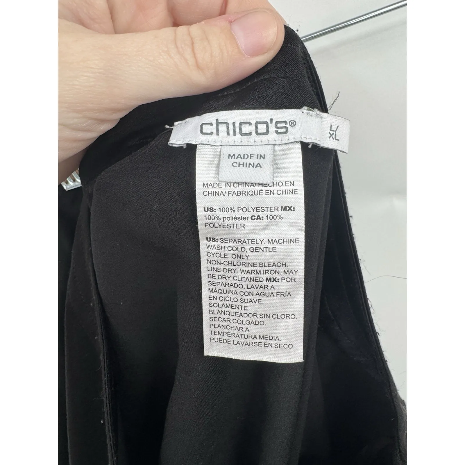 Chicos Black Satin Asymmetrical Skirt Women L/XL Whimsigoth Minimalist Retro - Image 4