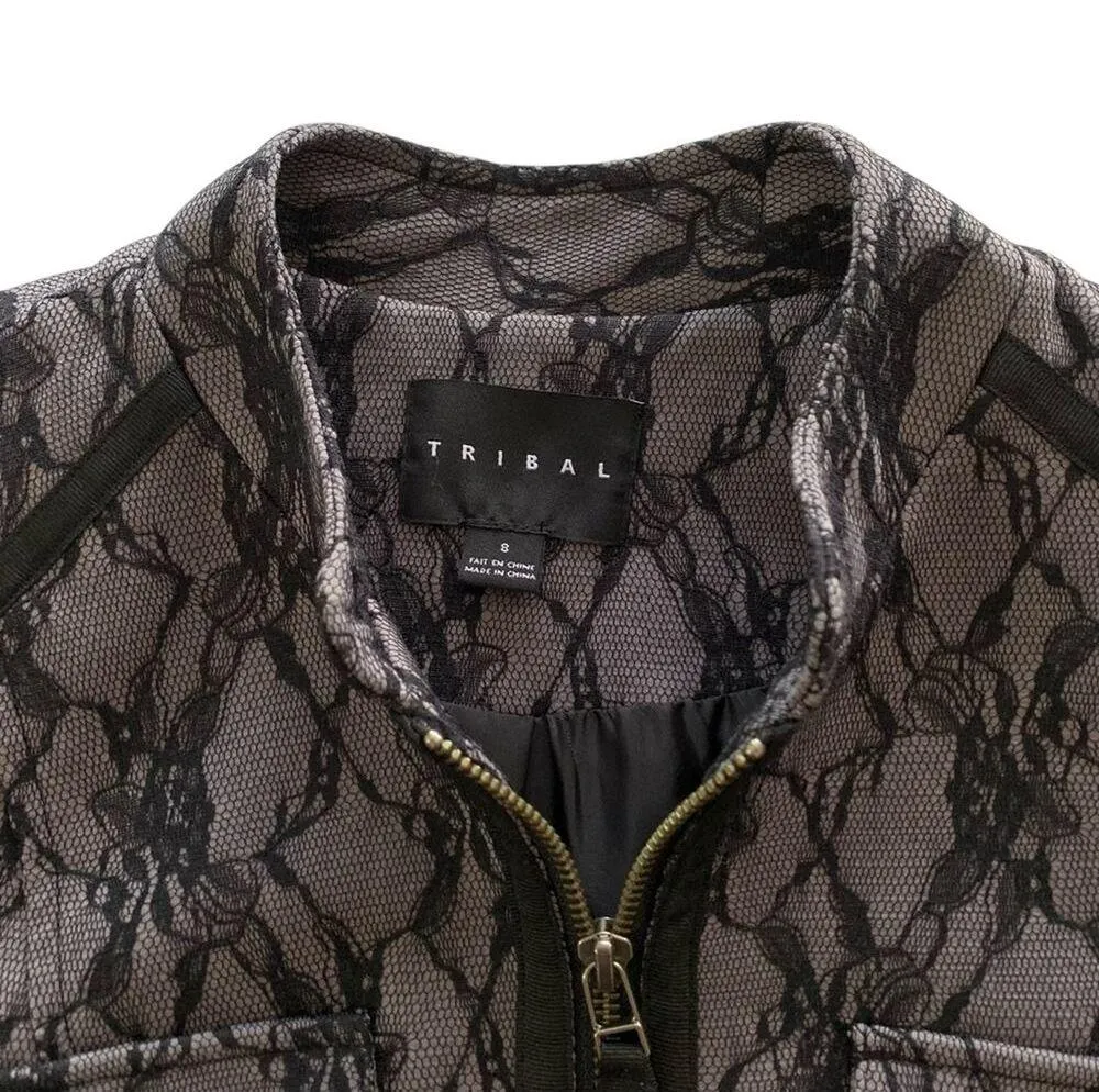 Via Penny Lane Reworked Apparel | Prince Graphic Lace Overlay Jacket Size 8 Black - Image 5