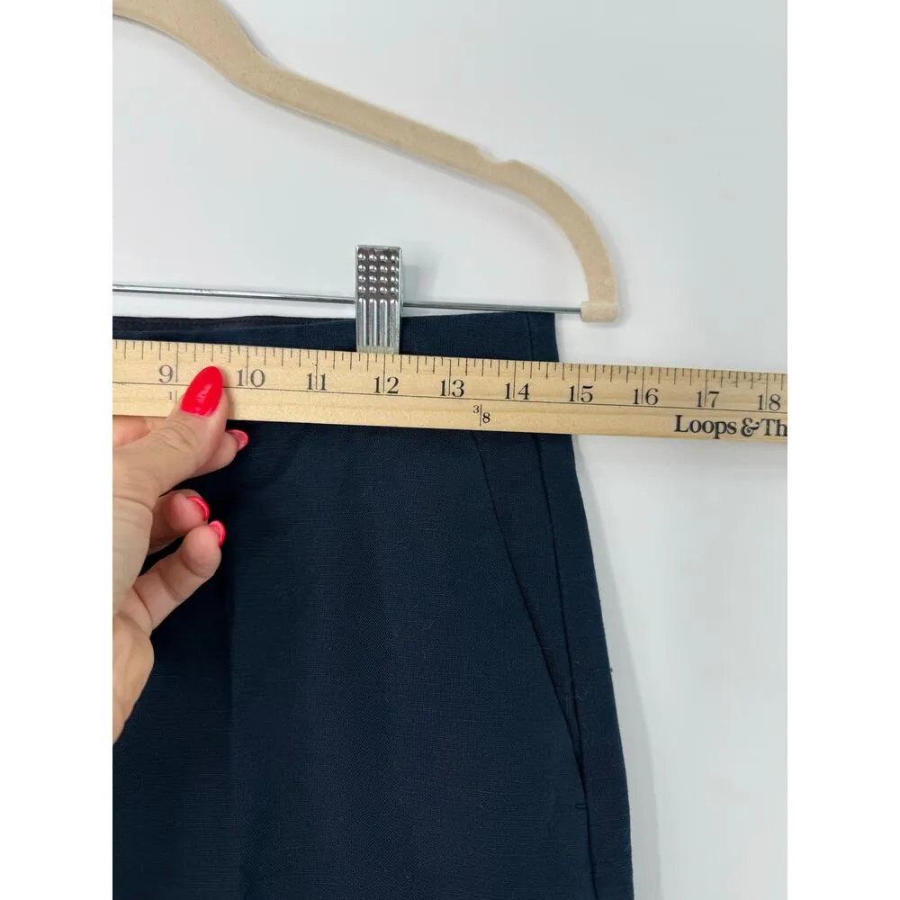 Brooks Brothers Red Fleece Linen Blend Pants Women 6 Navy Blue Straight Cropped - Image 4