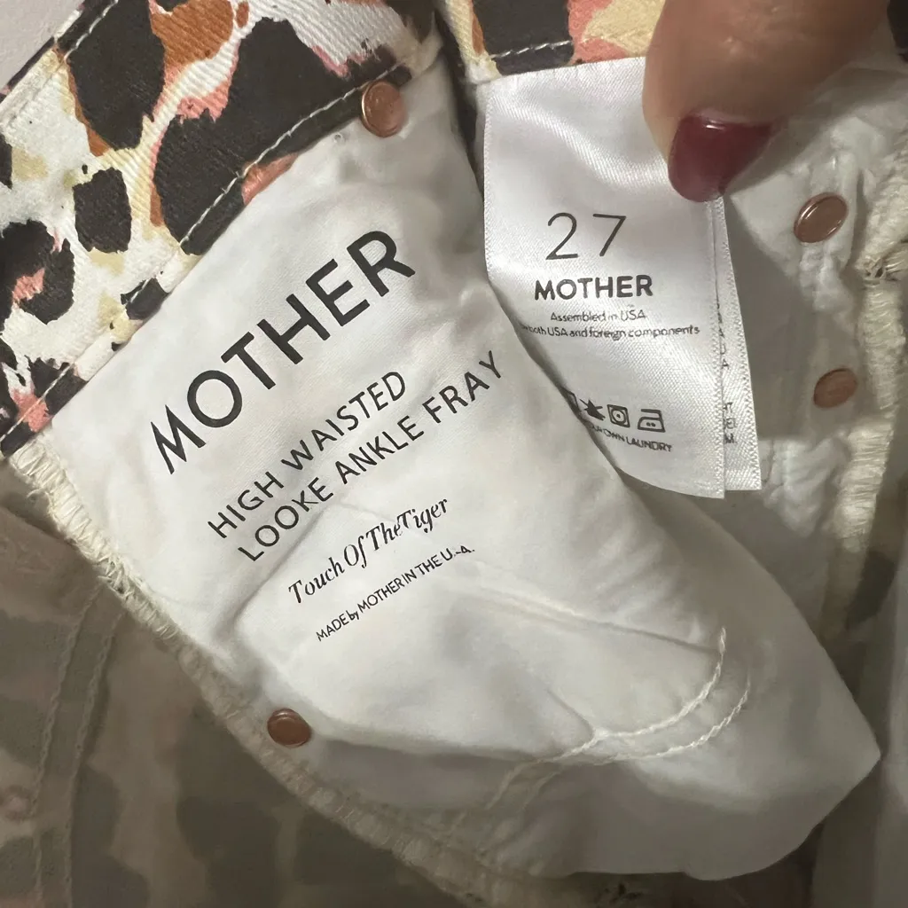 MOTHER Denim High Waisted Looke Ankle Fray In Touch Of The Tiger Size 27 Brown - Image 9