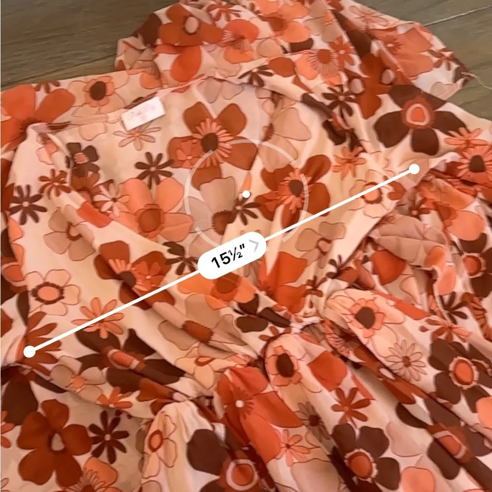 Pink Lily Dress Womens Faux Wrap Slit Maxi Long Sleeve 70s Retro Floral - Image 6