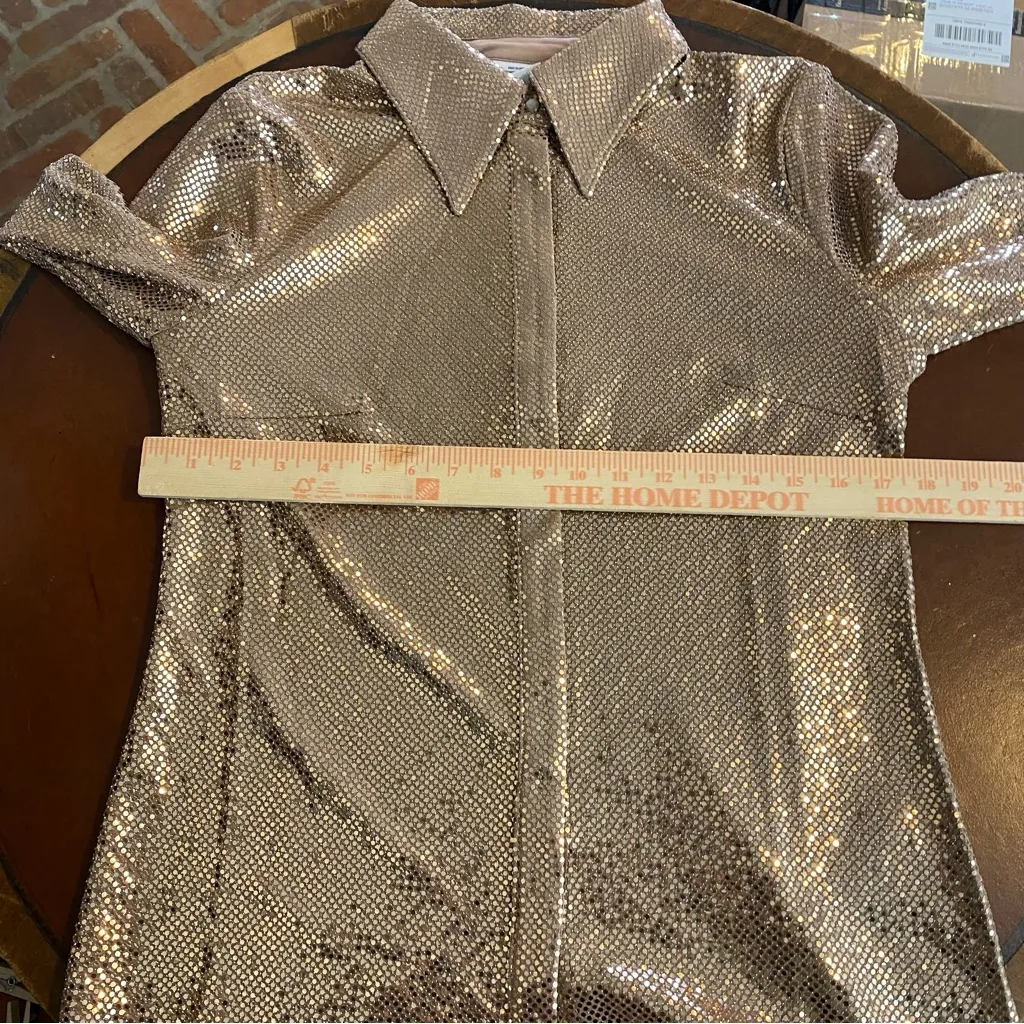 C/MEO Collective‎ After Dark Sequin Blouse Shirt Rose Gold NWT Size Medium 6 Pink - Image 7