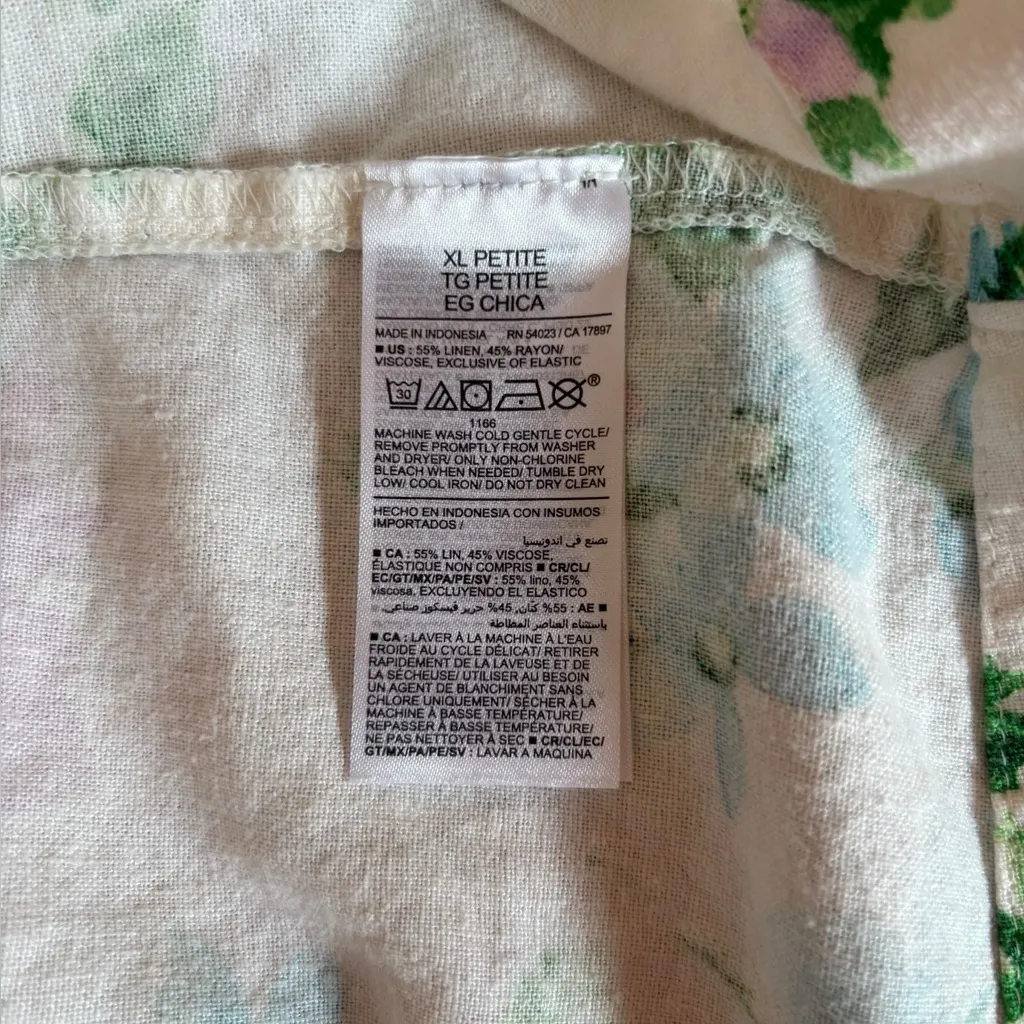 Old Navy Fit & Flare Linen Blend Midi Dress Smocked Floral Womens XL Petite - Image 7