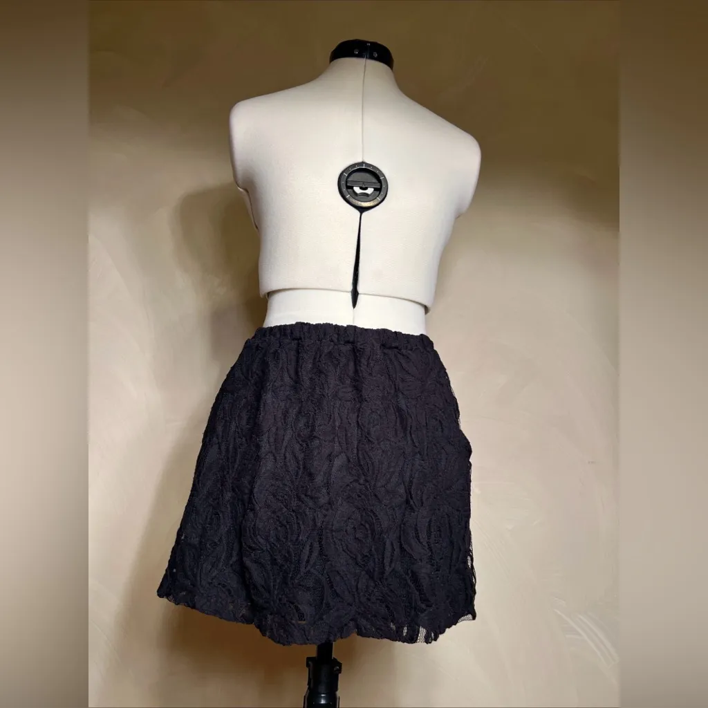 Women’s Flirty Lace Linned W/Stretch Waist Floral Black Mini Skirt, USA|Size:S - Image 14