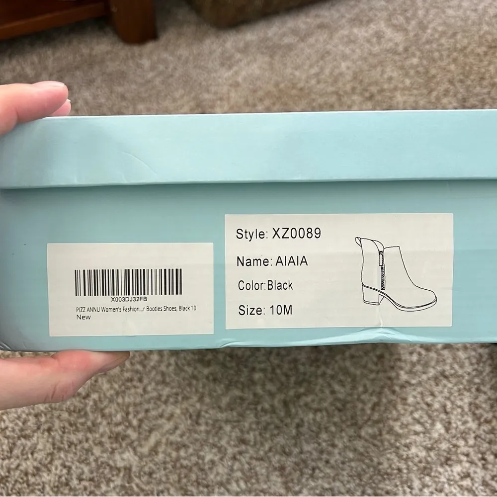 Black Ankle Boots Round Toe Low Chunky Block Heel Non - Image 9