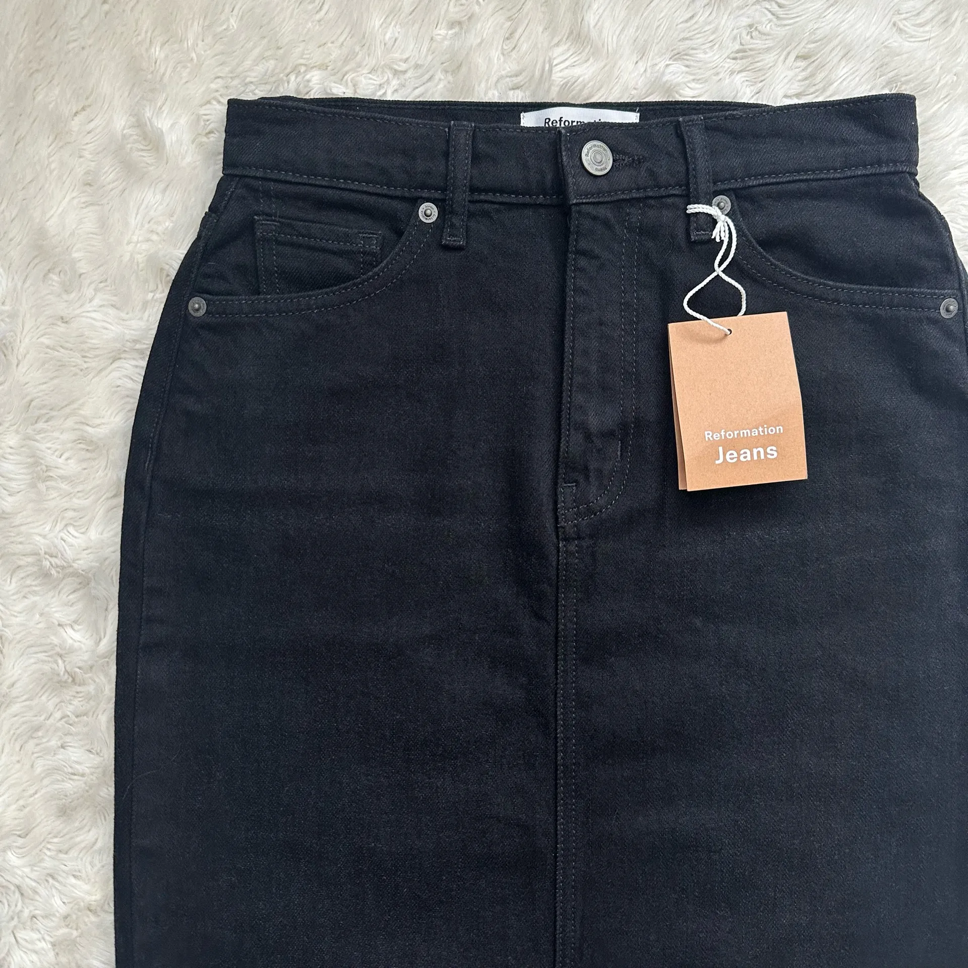 Reformation Daria Ultra High Rise Denim Maxi Skirt Nidri Wash Black 26 NWT New - Image 5