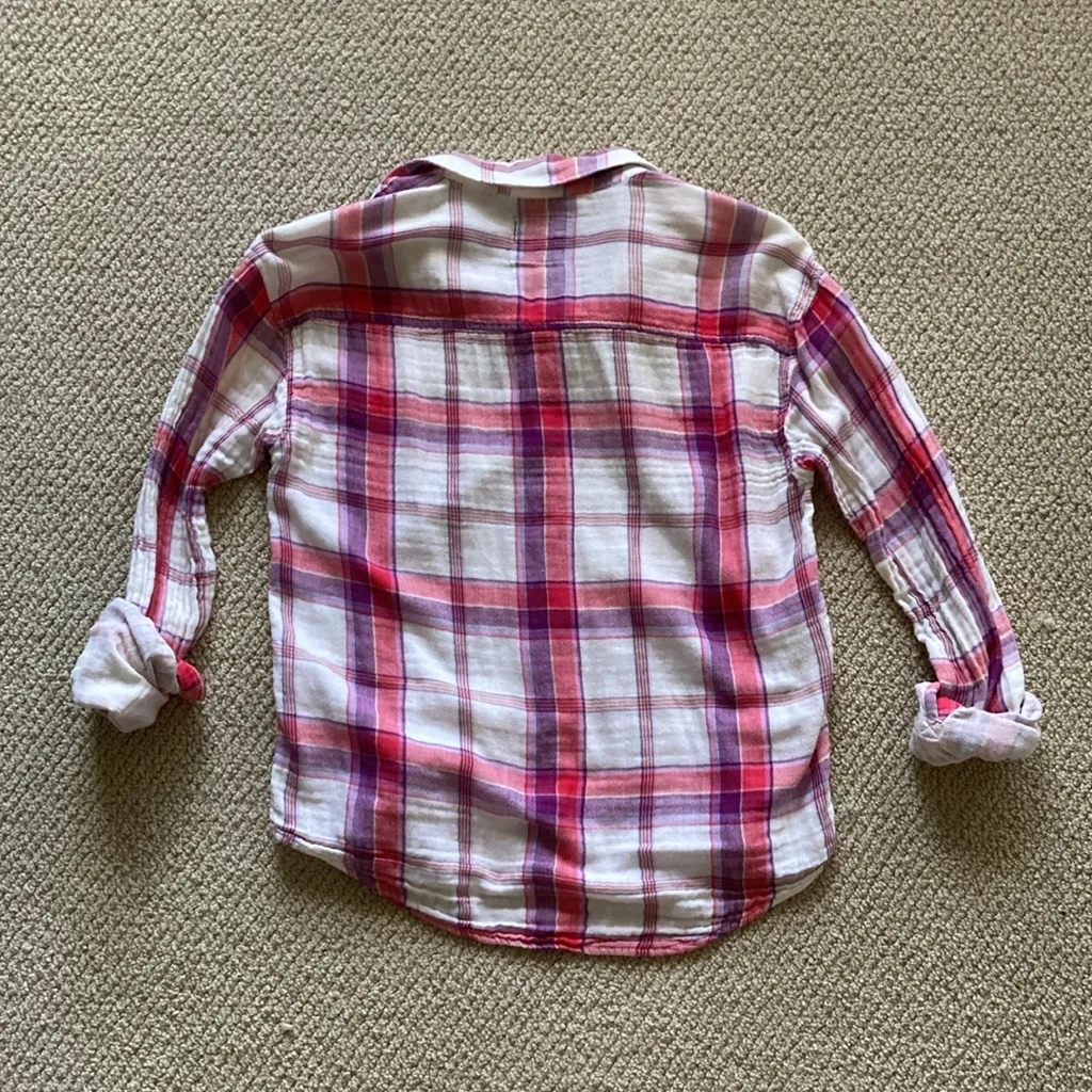 American Eagle Boyfriend Fit Flannel Plaid Button Down Oversized Shirt XS VEUC - Image 6