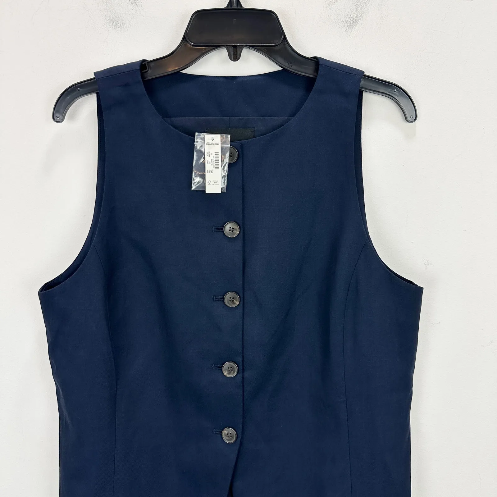 Madewell Crewneck Cutaway Vest Drapey Twill Suit Midnight Navy Classic US 12 NWT - Image 8
