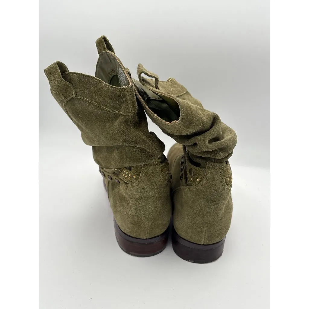 Twiggy London Womens Suede Leather Upper Studded Boots Size 7 Olive Green - Image 3