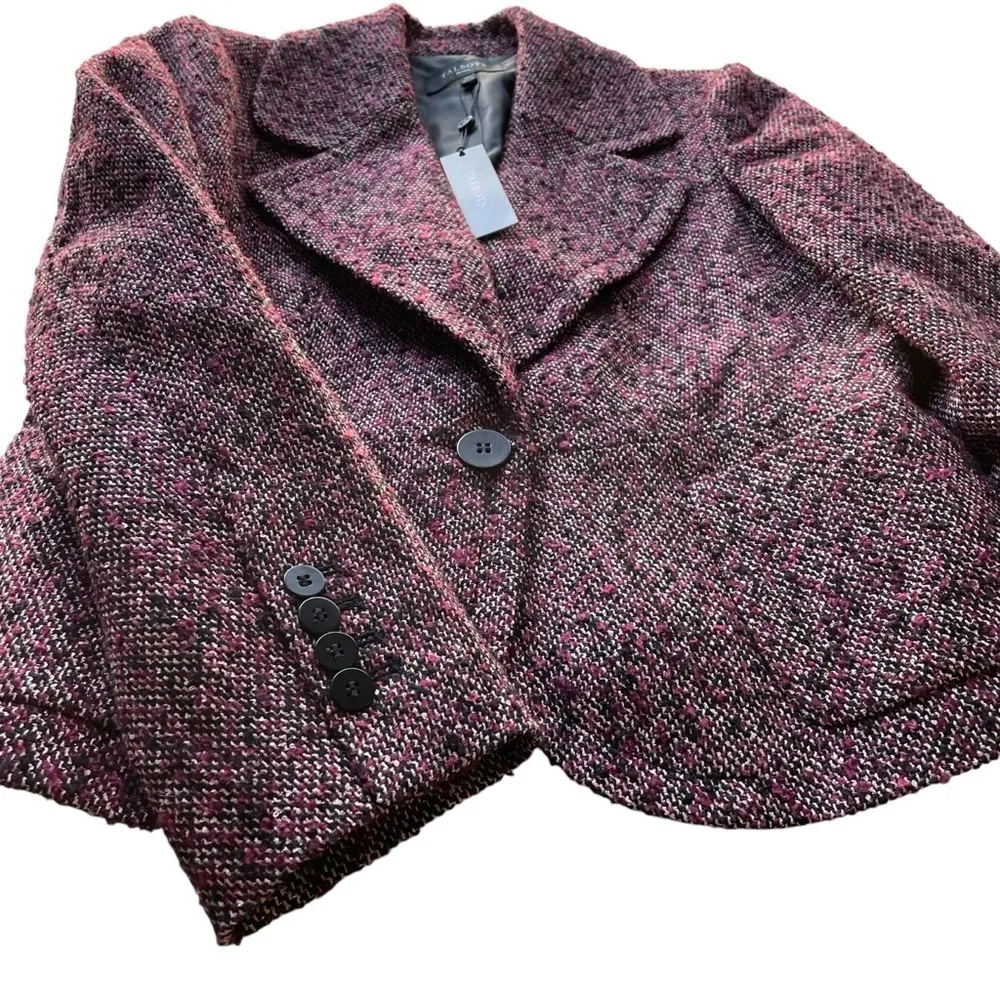 Talbots Petites Tweed Blazer Jacket Purple Size 10P NWT formal business office - Image 5