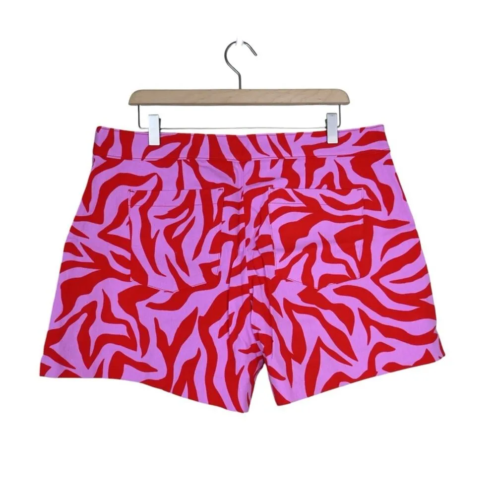 SPANX Womens XL On the Go Print 4-Inch Shorts in True Red Zebra Stripe NEW - Image 3