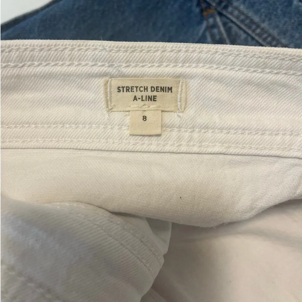 Madewell Stretch Denim A-Line Jean Mini Skirt AF059 V Front in White Womens sz 8 - Image 5