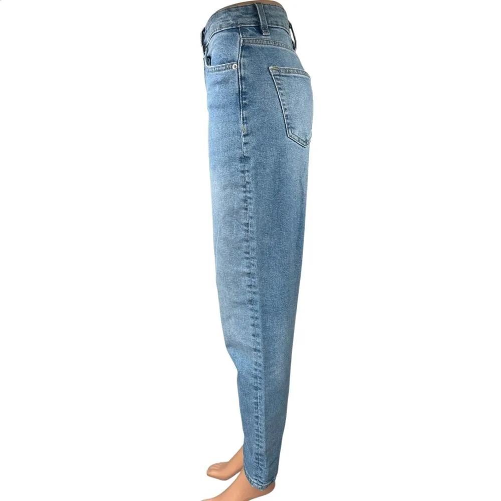 H&M Divided Blue Medium Wash High Waist Straight Ankle Boyfriend Denim Jeans 2 - Image 2