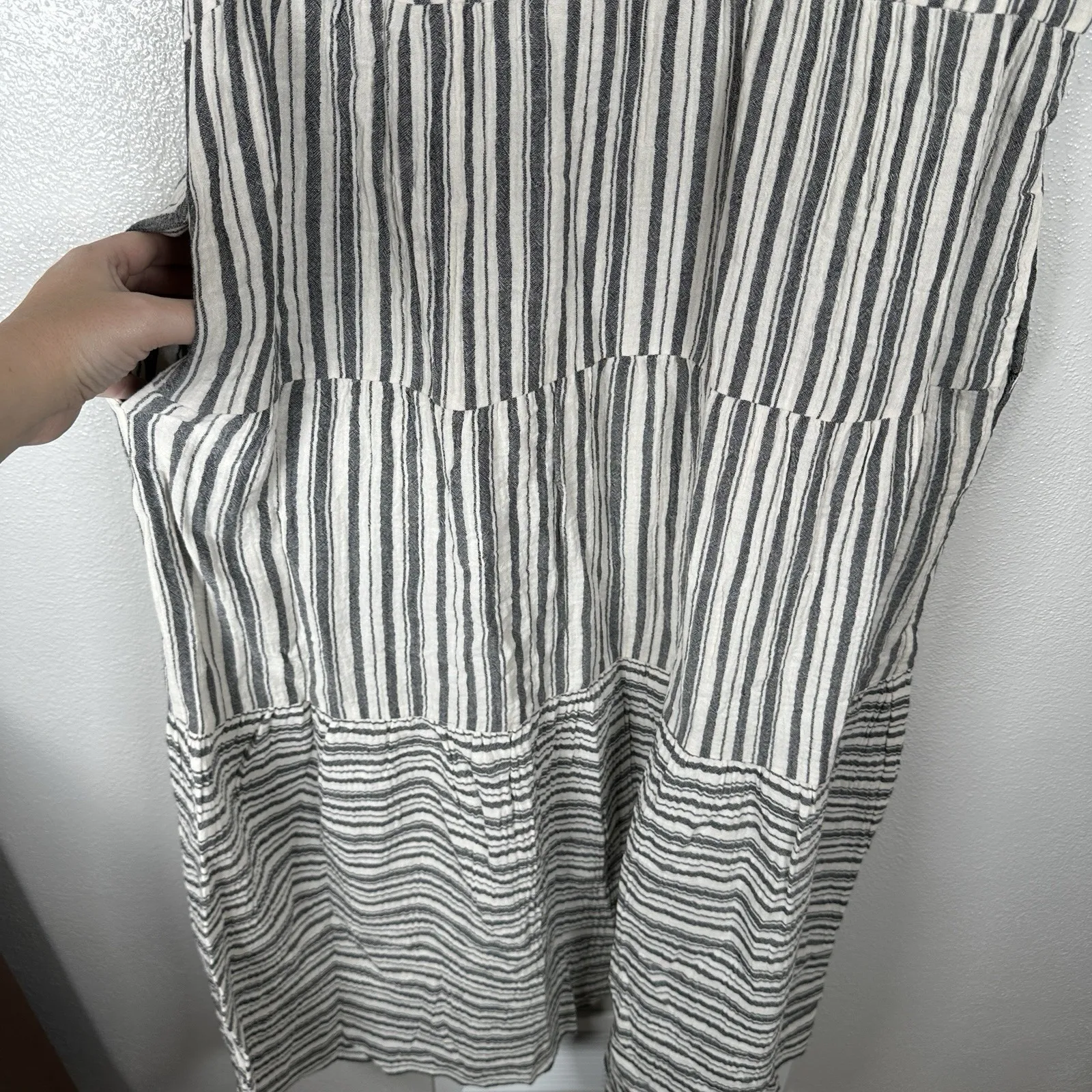 NEW Marine Layer Corinne Maxi Cotton Gauze Dress Size Small Black White Stripe - Image 3