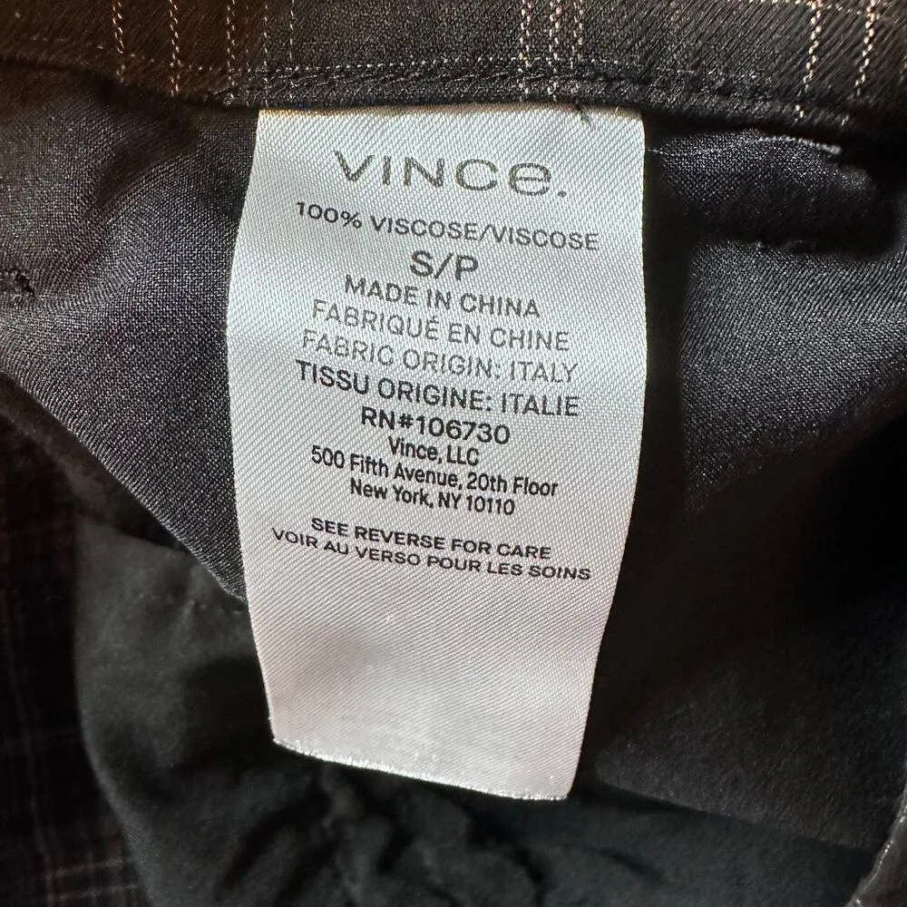 Plaid Small Academia Straight Leg Ankle Dark Brown Viscose Women's Pants - Image 6