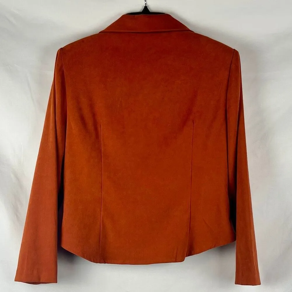 Miss Dorby Vintage Rust Faux Suede Blazer Jacket 12 Orange - Image 2