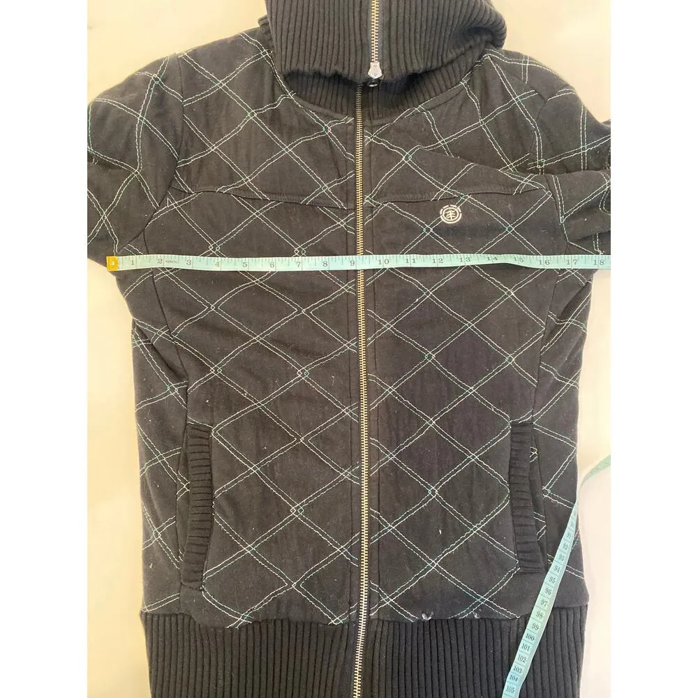 Element Sweatshirt Zipper Cardigan Sweater/Sweatshirt Sz M Ribbed Turtleneck Black Size M - Image 10