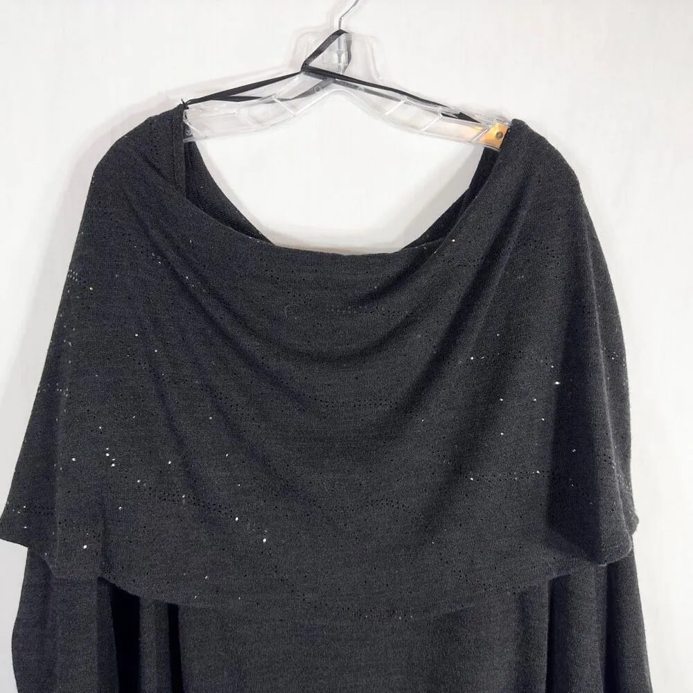 Jaclyn Smith Plus Size 3X Sweater Off Shoulder Gray Sequins Knit Long Sleeve 342 - Image 2