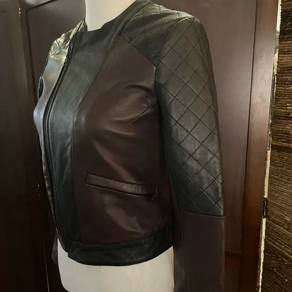 Joe’s Jeans Two-Tone‎ Motorcycle Leather Jacket size small - Image 5