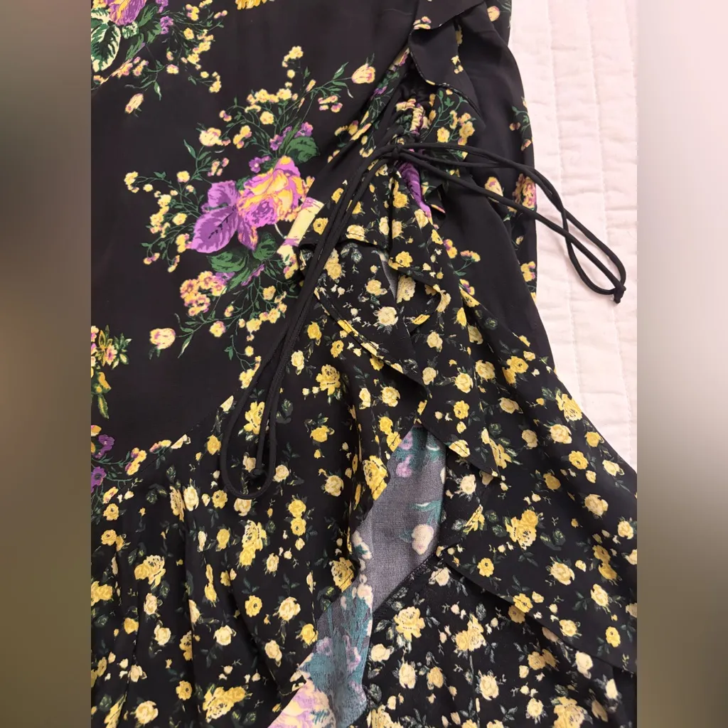 Free People For Love & Lemons Ross Black Floral Midi Dress NWOT Purple - Image 10