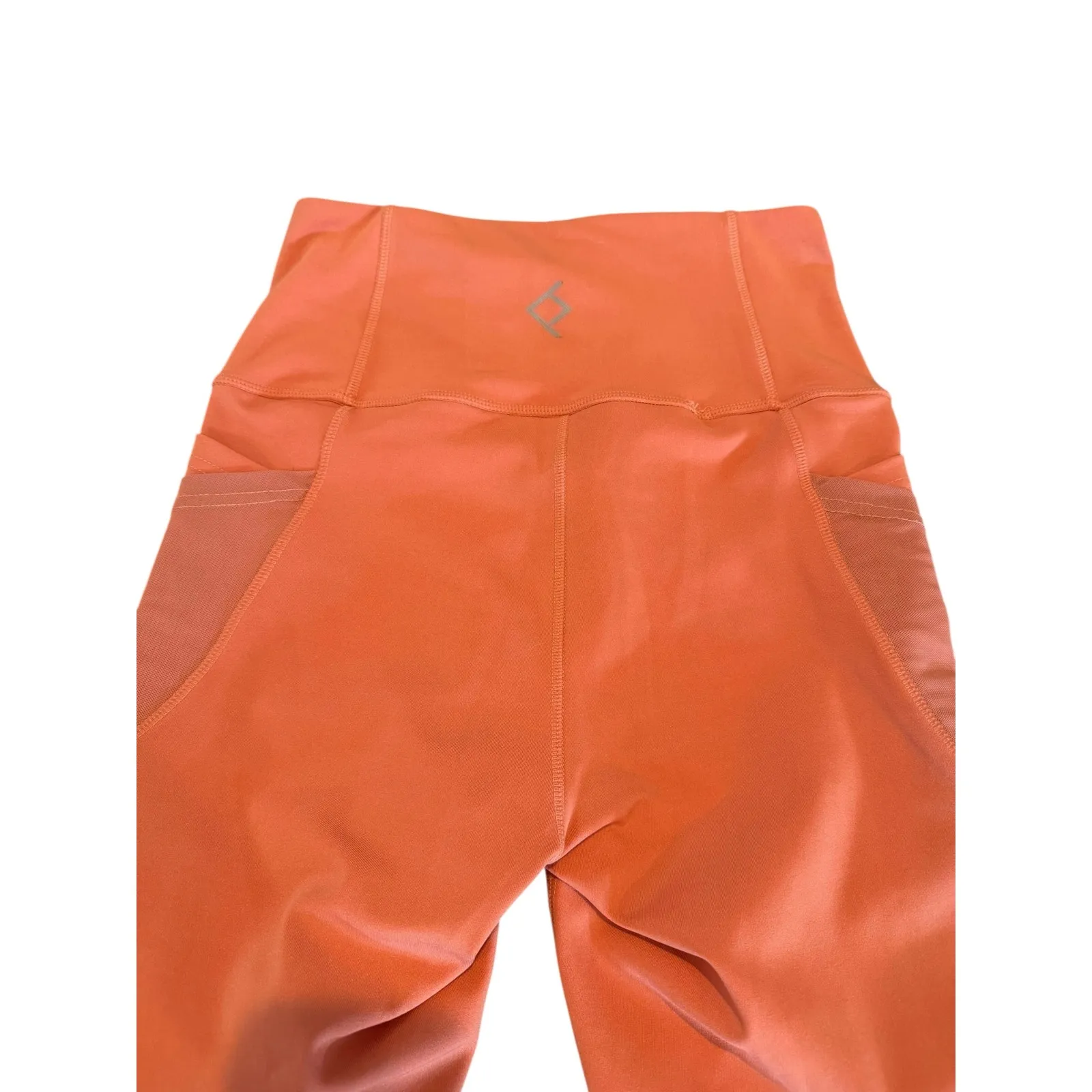 BSP Women’s Orange Cropped Leggings Medium High Waist Mesh Side Workout Pants - Image 5