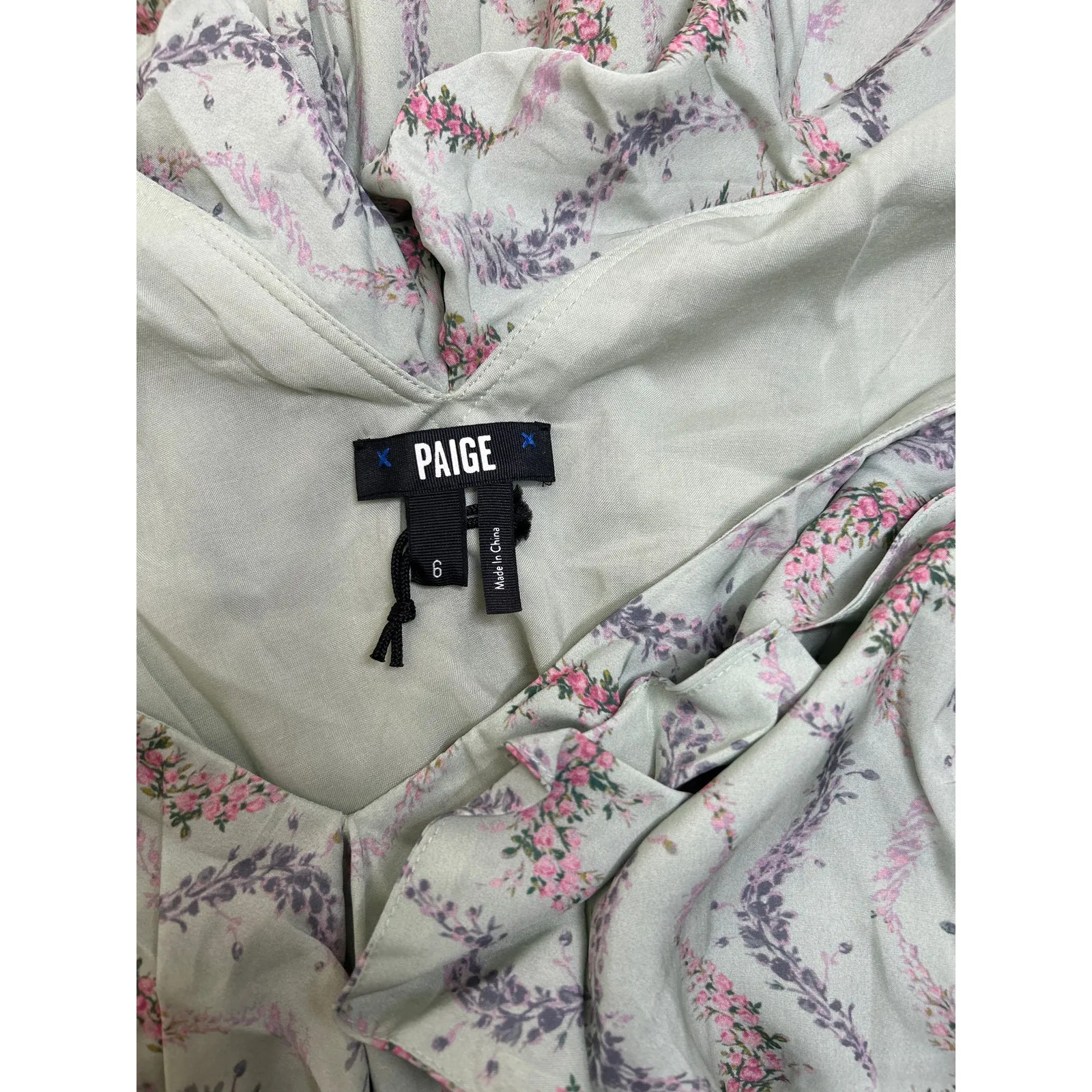 Paige Shona floral midi dress with ruffle neck line. Size 6. NWOT. - Image 5