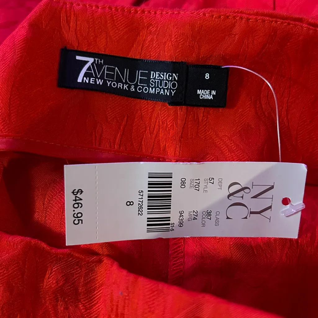 New York & Company Vibrant Red Pencil Skirt Size 8 NEW Holiday Colorful Sexy - Image 6