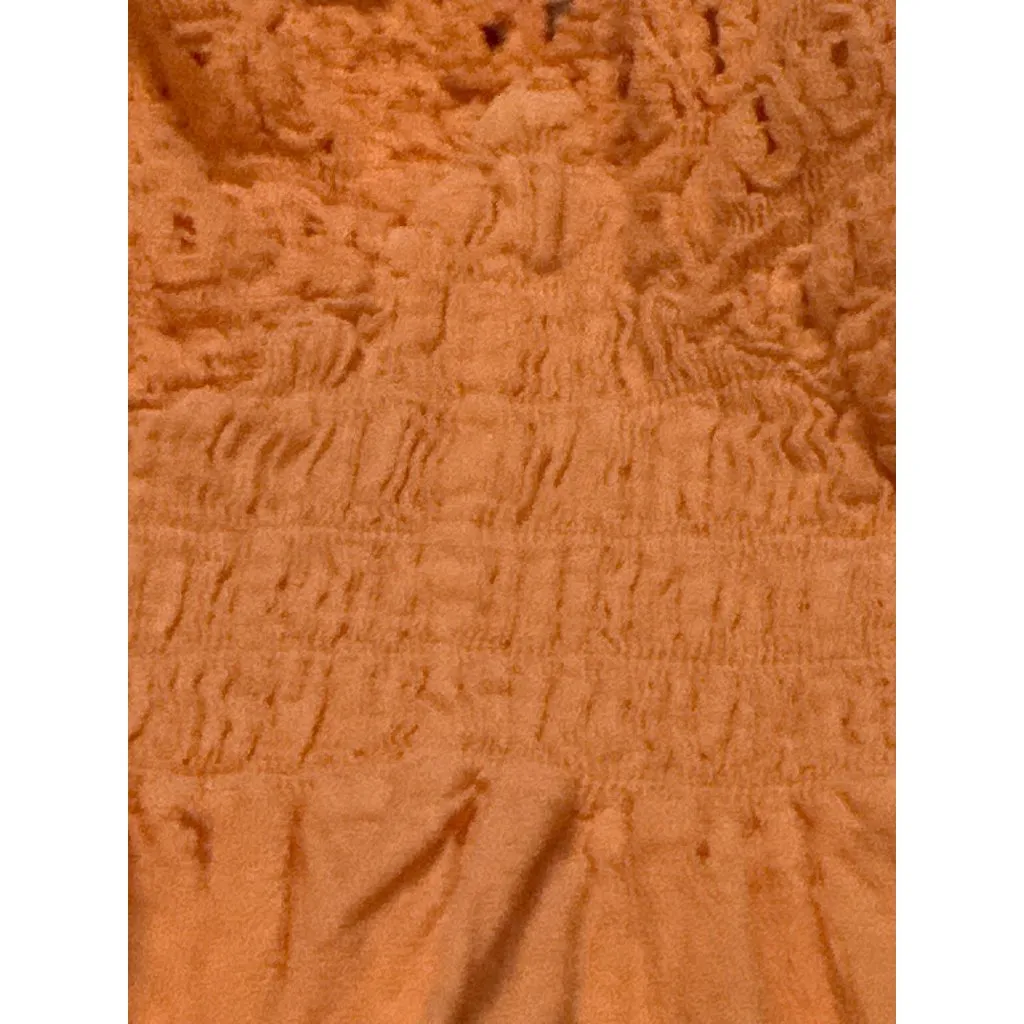 Orange Halter Dress Crochet Embroidered Boho Summer Resort Vacation Beach Vibes - Image 6