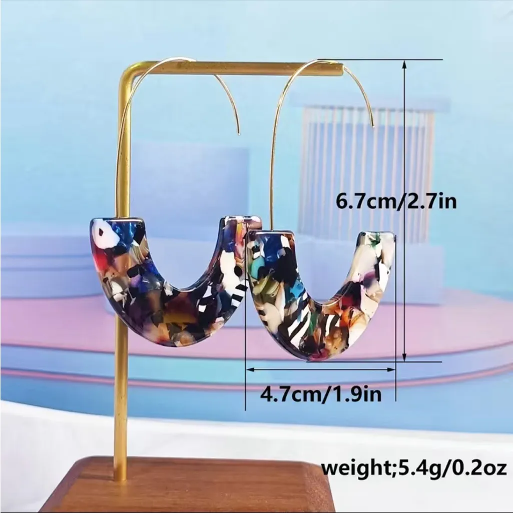 Acrylic Hoop Earrings Simple Leisure‎ Style - Image 4