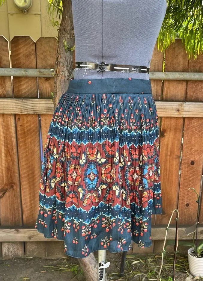 FARM RIO Libali Sea BL Pleated Mini Skirt size S - Image 5