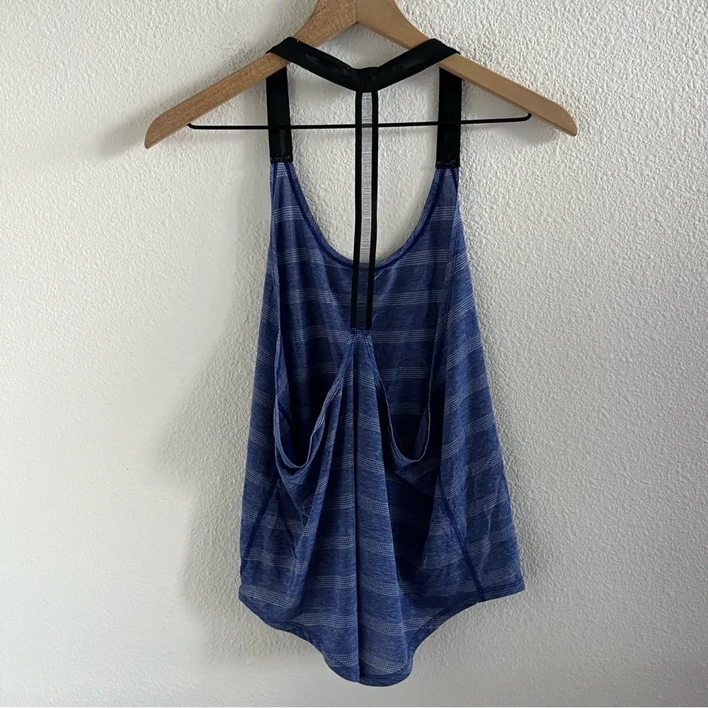 Nike Elastika Elevate Logo T-Back Tank Blue Stripe Lightweight Medium - Image 2