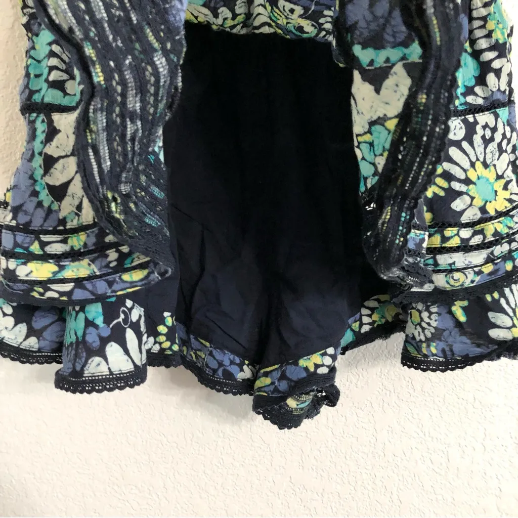 Aerie Womens Skirt Shorts Blue Green Floral Pull On Layered Tiered Size Small - Image 6