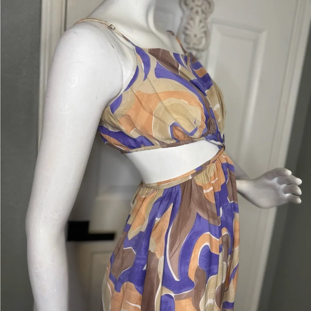 ASTR Sanger Dress In Purple Peach Swirl Features Size Medium.  #115 - Image 6