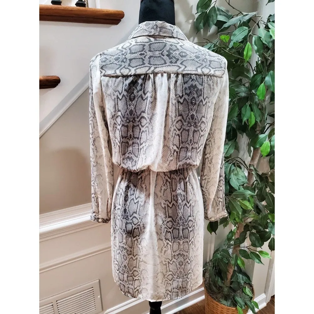 Old Navy Women's Snake Skin Print Button Front Drawstring Waist Shirt Dress XS - Image 8