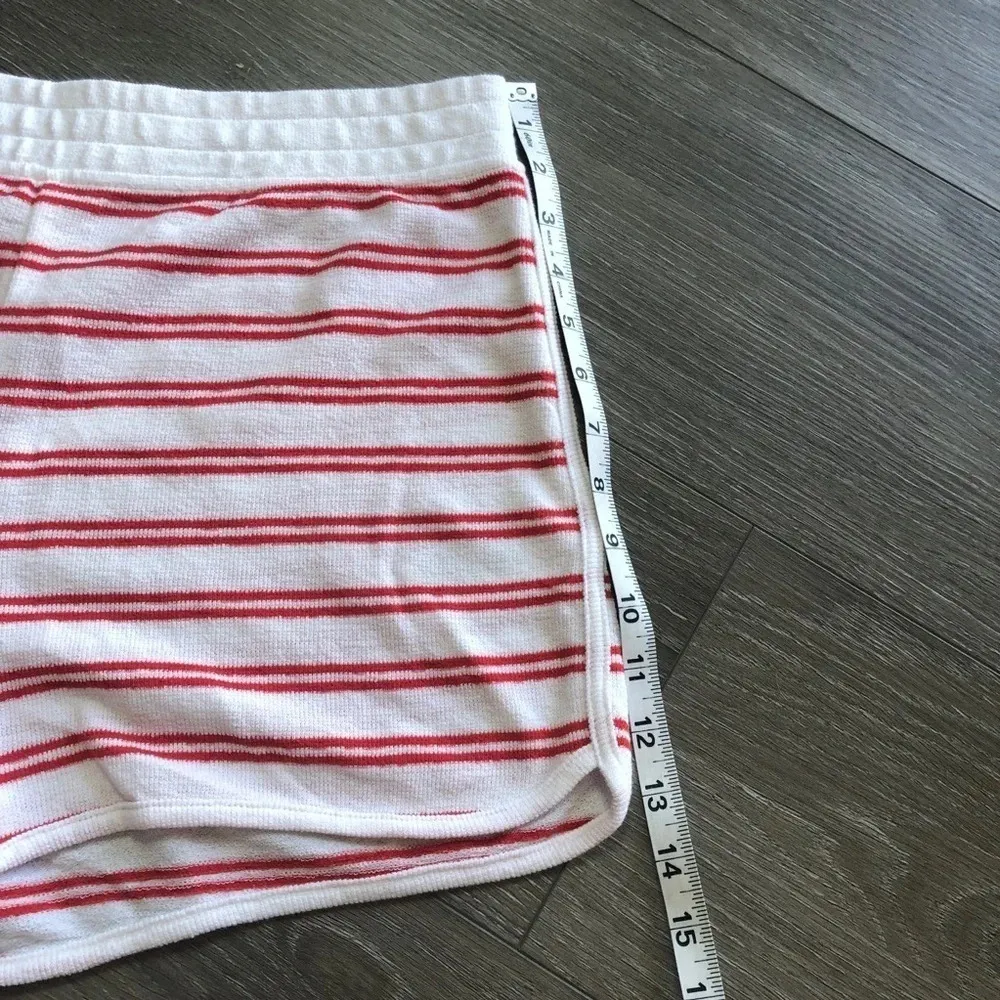 J. Crew Factory Towel Terry Stripped Pull On White/Red Shorts Size Small NWT - Image 7